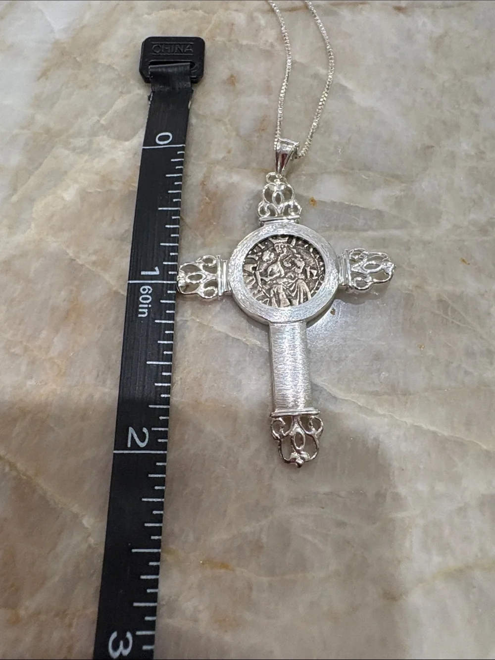 Madonna and child coin/pendant cross by The Morgan Mint - all silver